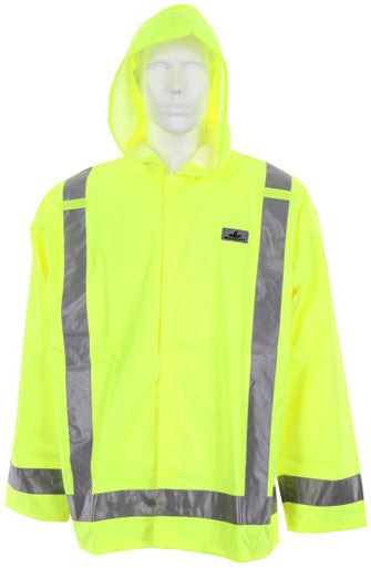 MCR Safety 500RJH - Luminator® Hi Vis Rain Gear - Lightweight Rain Jacket - Lime Polyester / Polyurethane Material - Meets ANSI/ISEA 107 2020 Standard - Type R Class 3 Compliant