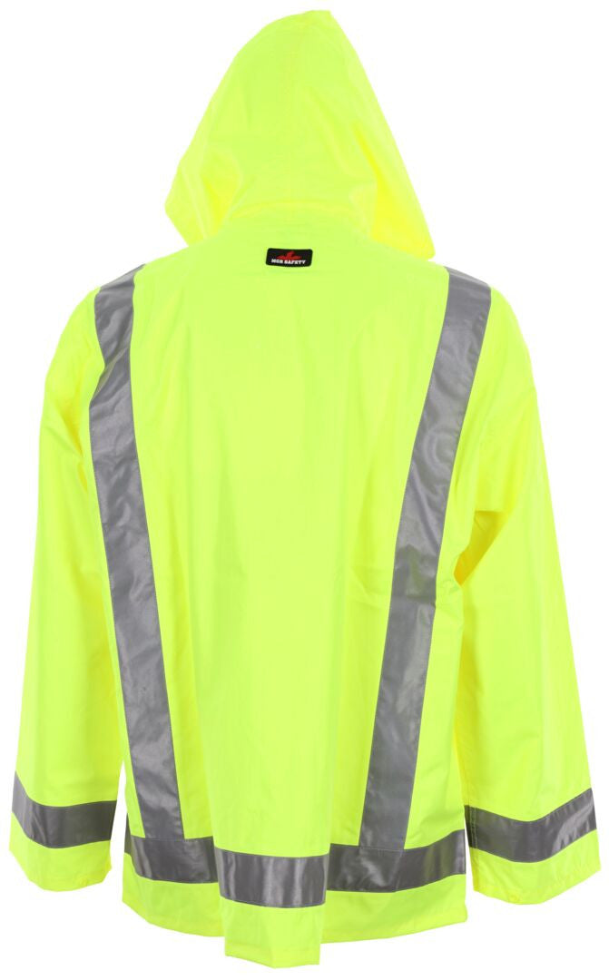 MCR Safety 500RJH - Luminator® Hi Vis Rain Gear - Lightweight Rain Jacket - Lime Polyester / Polyurethane Material - Meets ANSI/ISEA 107 2020 Standard - Type R Class 3 Compliant — manufacturer image 3