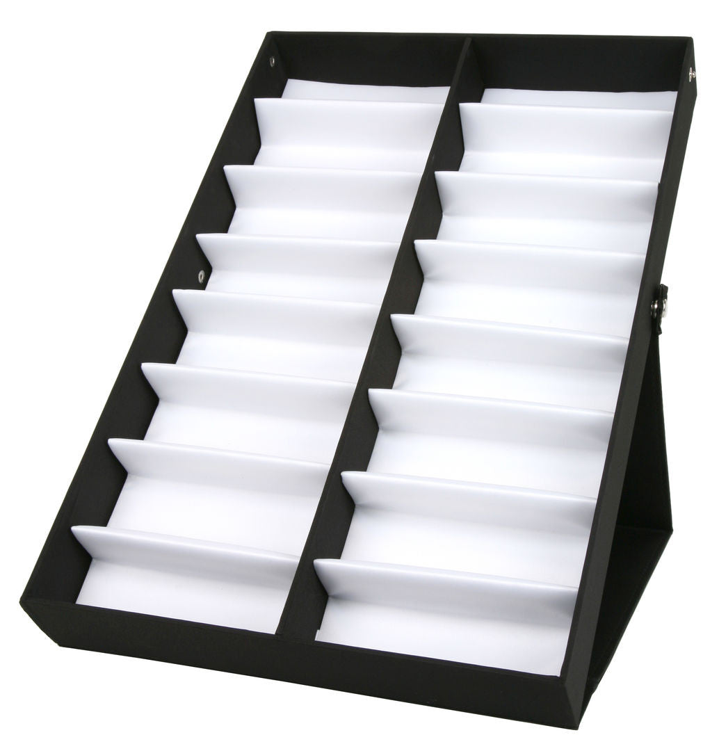 MCR Safety ESC16 - Black Eyewear Display Case - Holds 16 Pair Average Size Safety Glasses - Perfect for Show Displays and Sales Travel - Foldable Pop Pivots to Form a Display Stand — manufacturer image 2