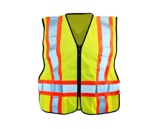 Occunomix Solid Two-Tone Expandable Vest W/Zipper Hi-Vis Safety Vests Yellow M/L model LUX-SC2TZ-YM/L