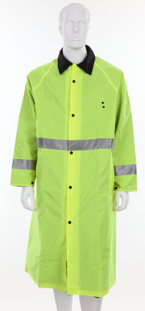 MCR Safety 7368CR - Luminator® Series - Hi-Vis Reflective Rain Gear - .54mm Nylon / PVC - PVC / Nylon - Premium Waterproof Raincoat - Reversible Coat Lime to Black — manufacturer image 2