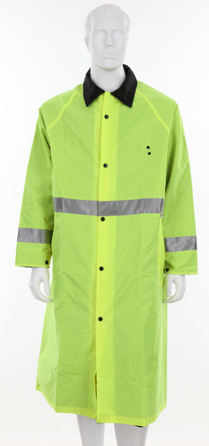 MCR Safety 7368CR - Luminator® Series - Hi-Vis Reflective Rain Gear - .54mm Nylon / PVC - PVC / Nylon - Premium Waterproof Raincoat - Reversible Coat Lime to Black — manufacturer image 2
