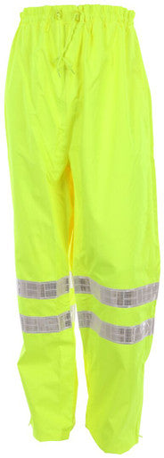 MCR Safety 598RPW - Luminator® Hi Vis Rain Gear - Elastic Waist Pants with Drawstring - Breathable Polyester / PU Fabric - Meets ANSI/ISEA 107 2020 Standard - Class E Compliant - Expandable Zippered Ankle Gussets Fit Easily Over Shoes