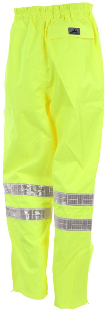 MCR Safety 598RPW - Luminator® Hi Vis Rain Gear - Elastic Waist Pants with Drawstring - Breathable Polyester / PU Fabric - Meets ANSI/ISEA 107 2020 Standard - Class E Compliant - Expandable Zippered Ankle Gussets Fit Easily Over Shoes — manufacturer image 3