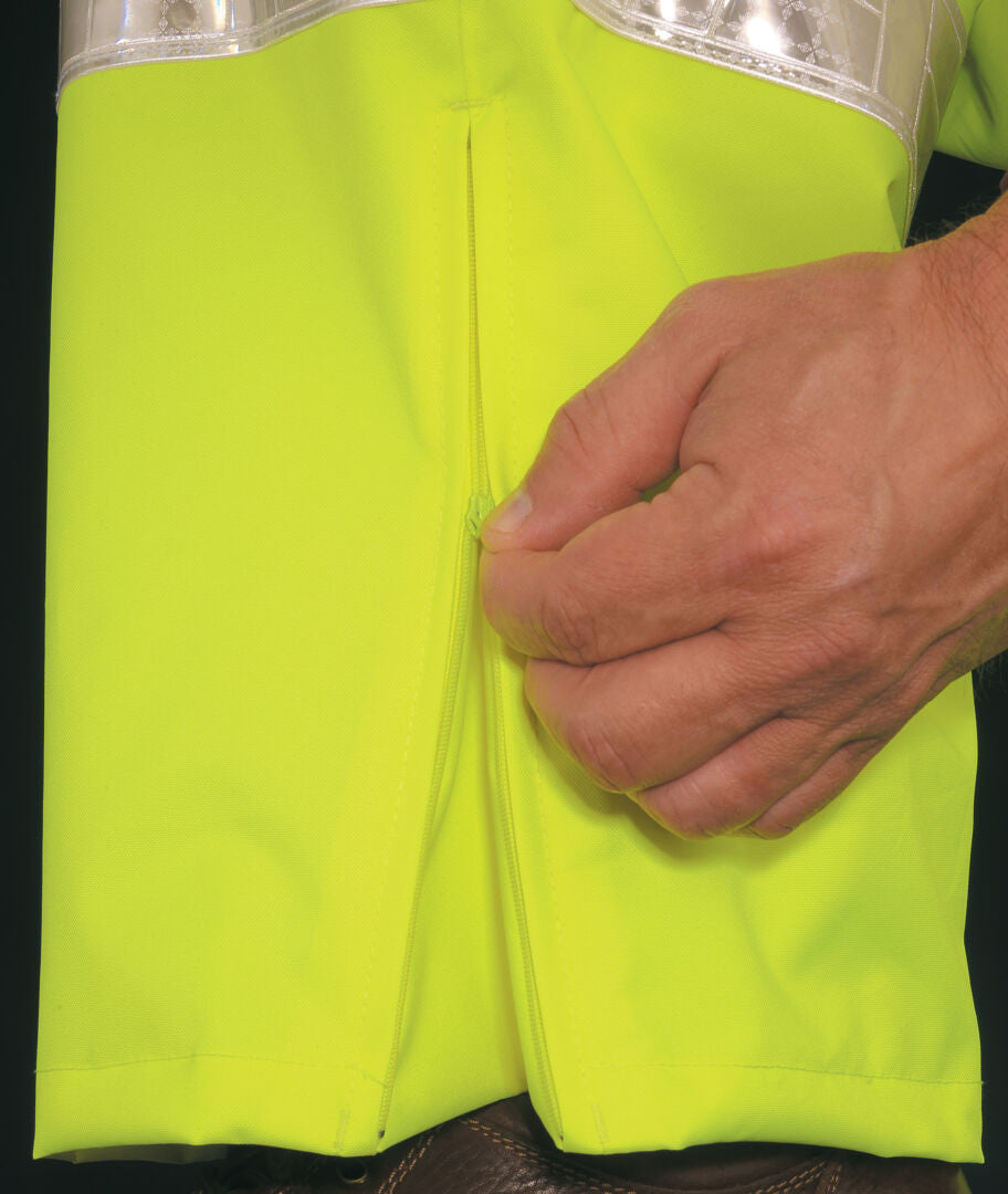 MCR Safety 598RPW - Luminator® Hi Vis Rain Gear - Elastic Waist Pants with Drawstring - Breathable Polyester / PU Fabric - Meets ANSI/ISEA 107 2020 Standard - Class E Compliant - Expandable Zippered Ankle Gussets Fit Easily Over Shoes — manufacturer image 5