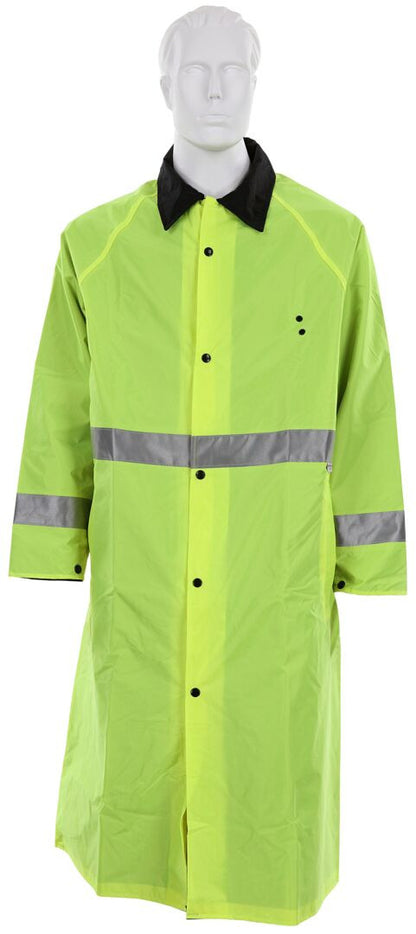 MCR Safety 7368CR - Luminator® Series - Hi-Vis Reflective Rain Gear - .54mm Nylon / PVC - PVC / Nylon - Premium Waterproof Raincoat - Reversible Coat Lime to Black — manufacturer image 5