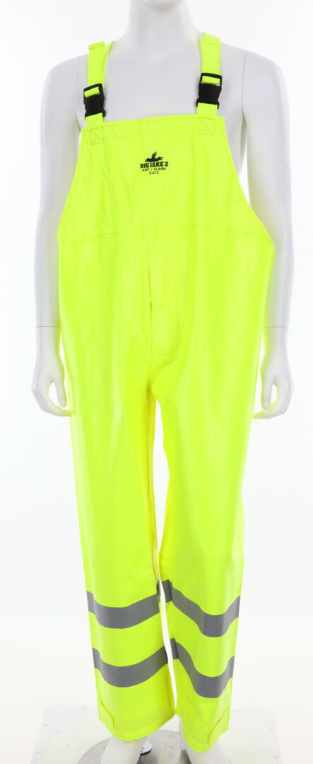 MCR Safety BJ238BP - Big Jake® 2 Rainwear - PVC / Meta-Aramid Fabric - Flame Resistant Rain Bib-Pants - ANSI Class E High Visibility Standard - CAT2 - Arc Rating ATPV 11 cal/cm² — manufacturer image 2