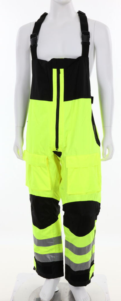 MCR Safety UT38BP - UltraTech® Hi Vis Rain Pants - Meets ANSI/ISEA 107 2020 Standards - Class E Compliant - Bib Style Pants with Zippered Front - Full Elastic Adjustable Suspenders - Inner Knee Pad Pockets — manufacturer image 2