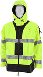 MCR Safety UT38JH - UltraTech® Hi-Vis Rain Jacket - Meets ANSI/ISEA 107 2020 Standard - Type R Class 3 Compliant - Jacket with Hideaway Attached Hood - Zippered Mesh Underarm Vents - Zippered Front Closure