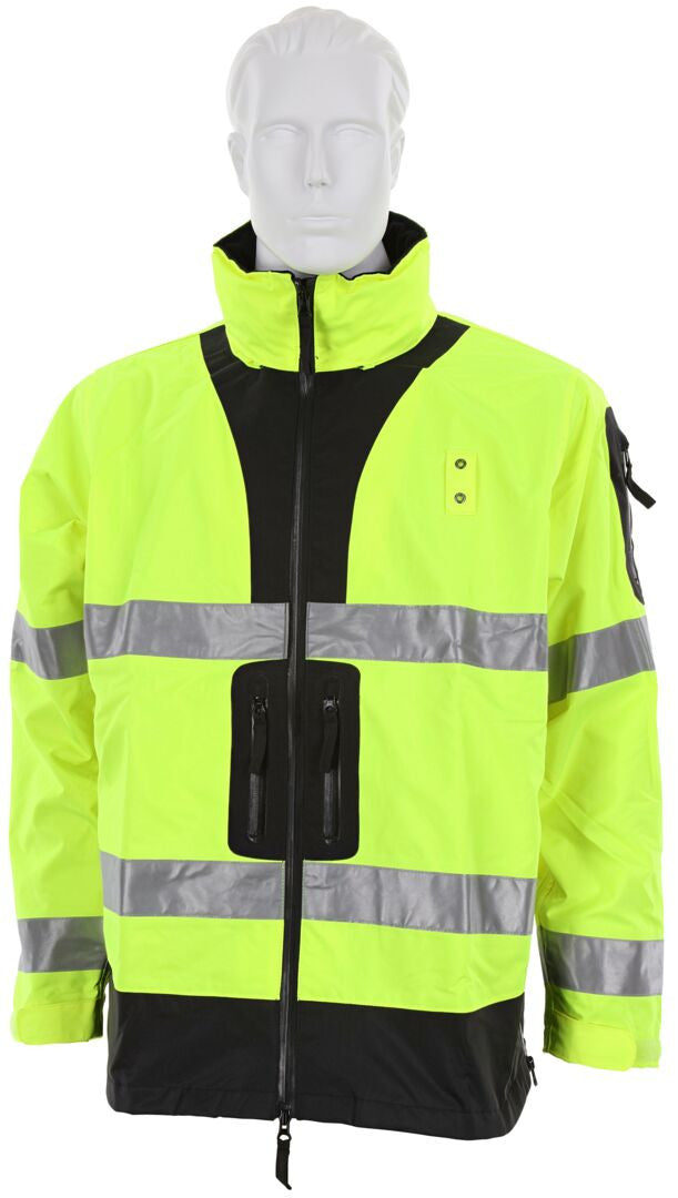 MCR Safety UT38JH - UltraTech® Hi-Vis Rain Jacket - Meets ANSI/ISEA 107 2020 Standard - Type R Class 3 Compliant - Jacket with Hideaway Attached Hood - Zippered Mesh Underarm Vents - Zippered Front Closure — manufacturer image 4