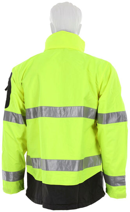 MCR Safety UT38JH - UltraTech® Hi-Vis Rain Jacket - Meets ANSI/ISEA 107 2020 Standard - Type R Class 3 Compliant - Jacket with Hideaway Attached Hood - Zippered Mesh Underarm Vents - Zippered Front Closure — manufacturer image 6
