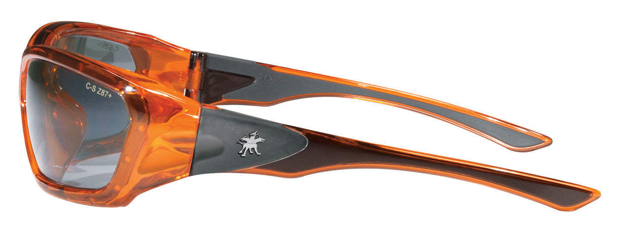 MCR Safety FF1 - ForceFlex® FF1 Series Crystal Orange Safety Glasses - Silver Mirror Lenses - Lenses Molded into Flexible TPU Frame - Flexible Full Frame Design Fits Average to Larger Facial Profiles — manufacturer image 3