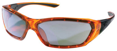 MCR Safety FF1 - ForceFlex® FF1 Series Crystal Orange Safety Glasses - Silver Mirror Lenses - Lenses Molded into Flexible TPU Frame - Flexible Full Frame Design Fits Average to Larger Facial Profiles