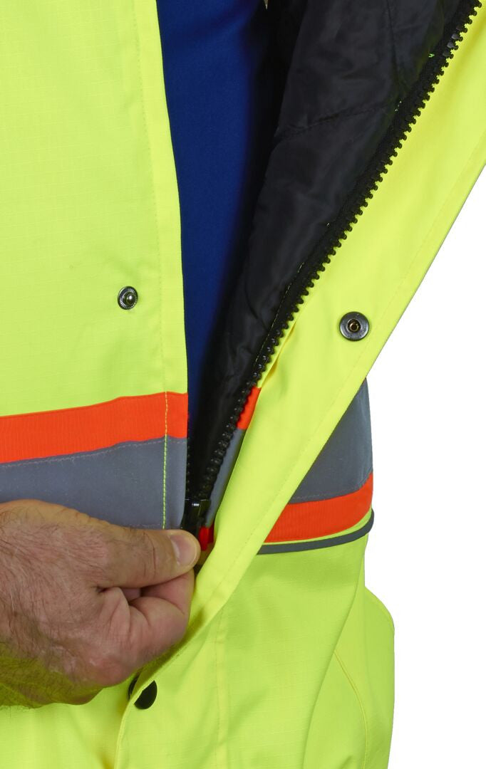 MCR Safety VT38BP - Vortex Hi-Vis Rainwear - Winter Pants - Insulated Rip-Stop Polyester/PU - Easy Release Suspenders - Meets ANSI/ISEA 107 2020 Standard - Class E Compliant Bib Pant - Protects in Temperatures as Low as -27° F — manufacturer image 5