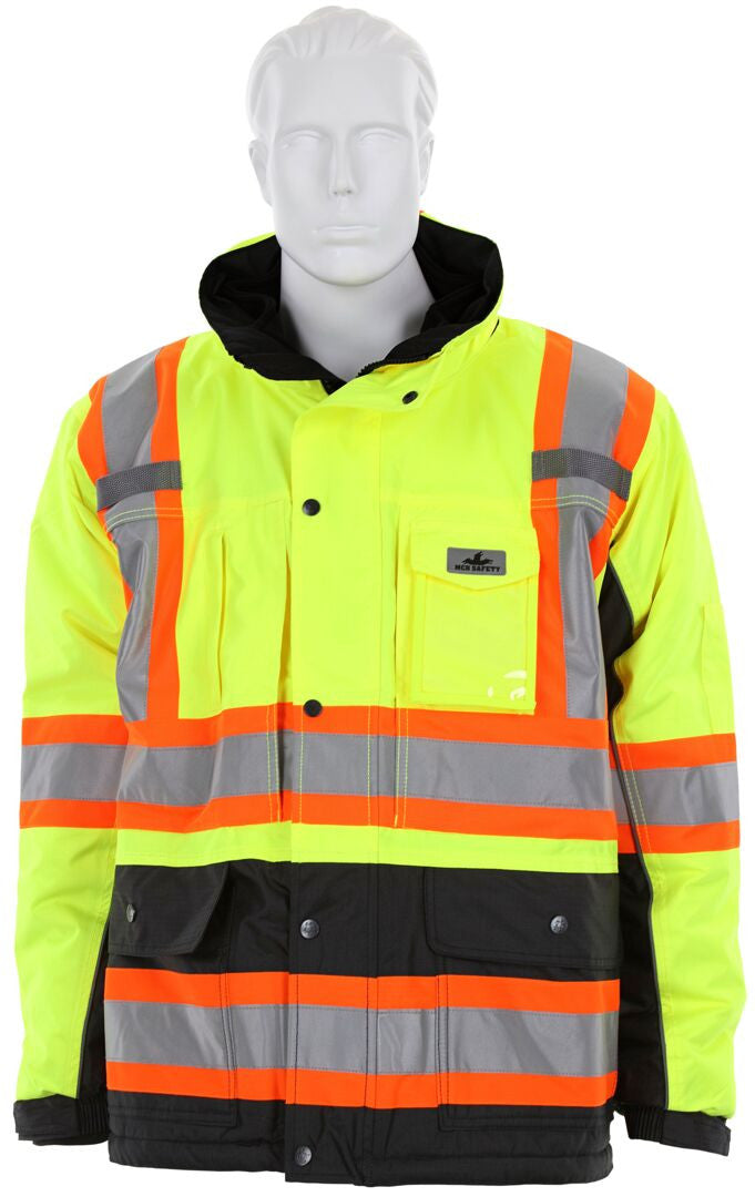 MCR Safety VT38JH - Vortex Hi Vis Rain Gear- Winter Jacket with Detachable Hood - Zip Out Fleece Liner - Double Insulated Rip Stop Polyester / PU - Meets ANSI/ISEA 107 2020 Standard - Type R Class 3 Compliant - Protects in Temperatures as Low as -27° F — manufacturer image 8
