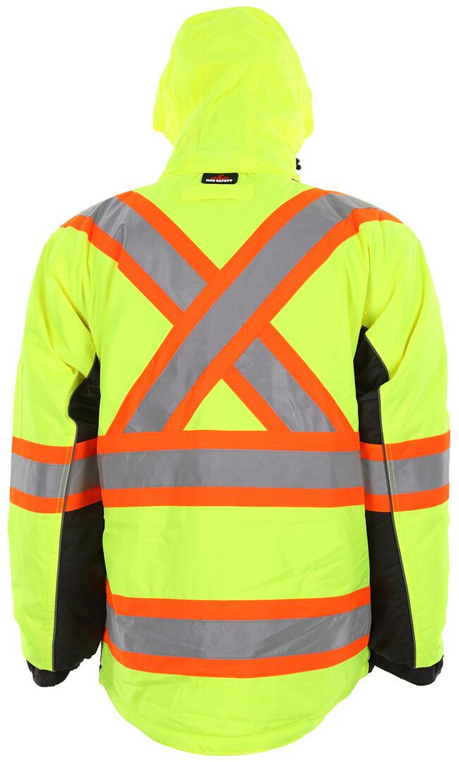 MCR Safety VT38JH - Vortex Hi Vis Rain Gear- Winter Jacket with Detachable Hood - Zip Out Fleece Liner - Double Insulated Rip Stop Polyester / PU - Meets ANSI/ISEA 107 2020 Standard - Type R Class 3 Compliant - Protects in Temperatures as Low as -27° F — manufacturer image 9