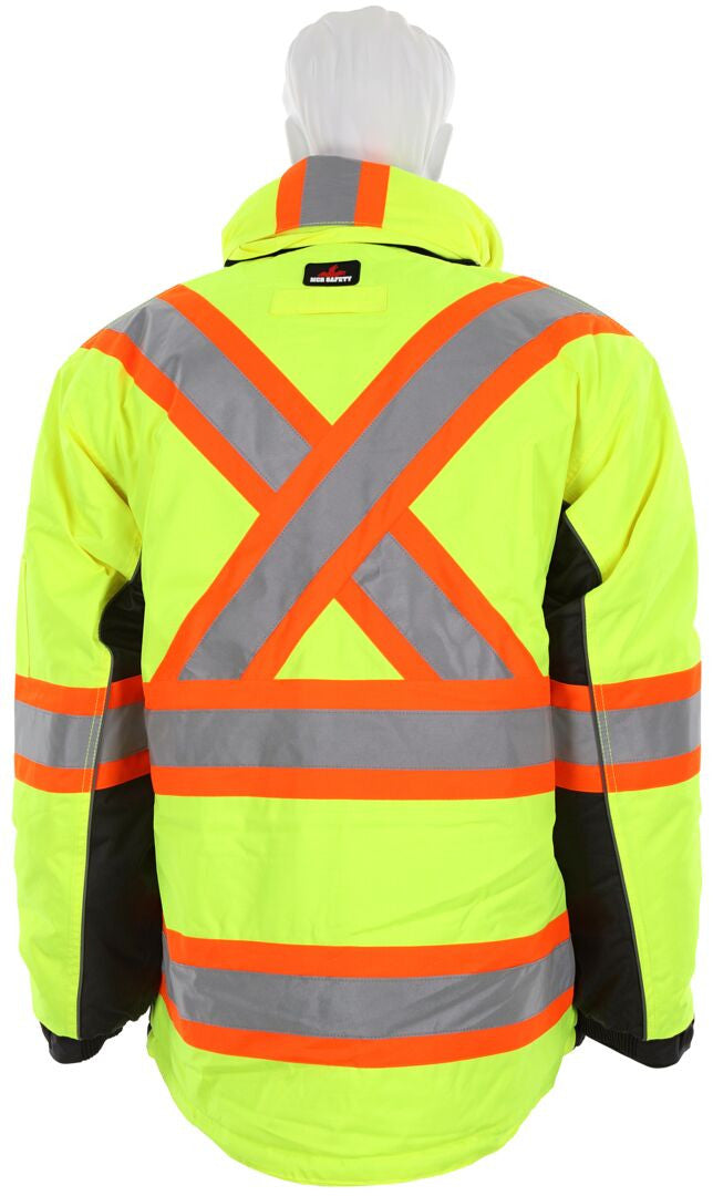 MCR Safety VT38JH - Vortex Hi Vis Rain Gear- Winter Jacket with Detachable Hood - Zip Out Fleece Liner - Double Insulated Rip Stop Polyester / PU - Meets ANSI/ISEA 107 2020 Standard - Type R Class 3 Compliant - Protects in Temperatures as Low as -27° F — manufacturer image 5
