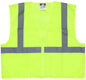 MCR Safety VCL2MLP - Hi-Vis Lime Safety Vest - 2 Inch Silver Reflective Stripes - Meets ANSI/ISEA 107 2020 Standard - Type R Class 2 Compliant - Zipper Front Closure - Breathable Safety Vest with Mesh Fabric