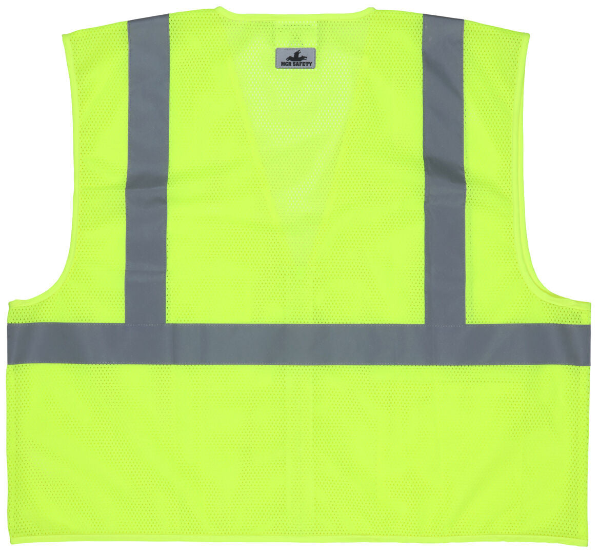 MCR Safety VCL2MLP - Hi-Vis Lime Safety Vest - 2 Inch Silver Reflective Stripes - Meets ANSI/ISEA 107 2020 Standard - Type R Class 2 Compliant - Zipper Front Closure - Breathable Safety Vest with Mesh Fabric — manufacturer image 3