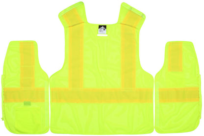 MCR Safety V2210 - Hi-Vis Lime Reflective Safety Vest - Meets ANSI/ISEA 107 2020 Standard - Type R Class 2 Compliant - 4 Inch Orange Silver Stripes - Breathable Mesh Material - Easy Release Zipper Front Closure — manufacturer image 5