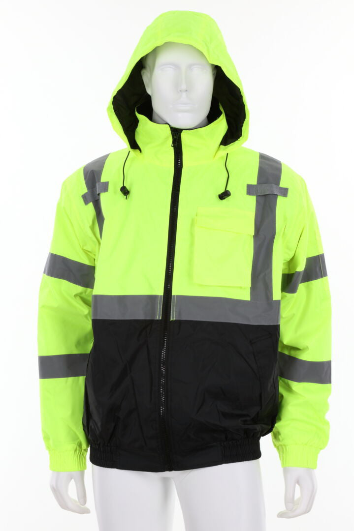 MCR Safety VBBQCL3L - Luminator® Series - Two Tone Value Bomber Jacket - Meets ANSI/ISEA 107 2020 Standards - Type R Class 3 Compliant - Quilted Rain Jacket with Silver Reflective Stripes - Quilted Liner Adds Warmth and Comfort — manufacturer image 2