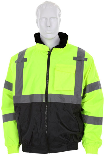 MCR Safety VBBQCL3L - Luminator® Series - Two Tone Value Bomber Jacket - Meets ANSI/ISEA 107 2020 Standards - Type R Class 3 Compliant - Quilted Rain Jacket with Silver Reflective Stripes - Quilted Liner Adds Warmth and Comfort — manufacturer image 5