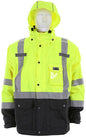 MCR Safety VT238JH - Hi-Vis Rain Gear - Winter Jacket - Rip Stop Polyester / PU Outer Shell - Zip Out Hi-Vis Anti-Piling Fleece Liner - Both Meet ANSI/ISEA 107 2020 Type R Class 3 Standard - Outer Jacket Shell has Detachable Hood