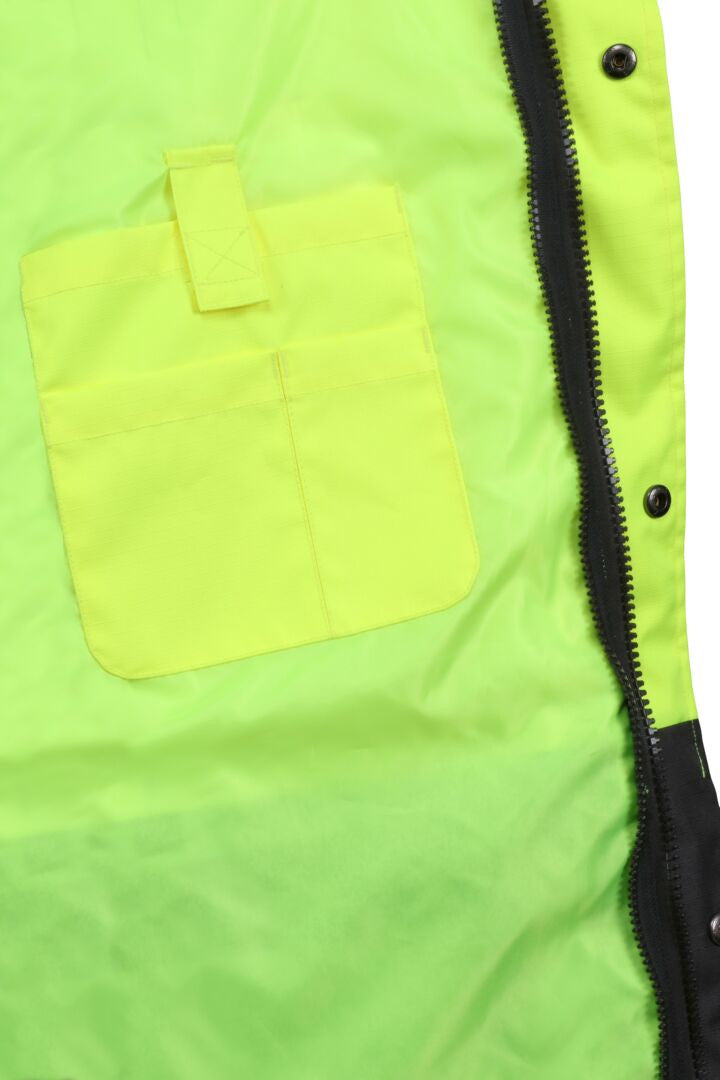 MCR Safety VT238JH - Hi-Vis Rain Gear - Winter Jacket - Rip Stop Polyester / PU Outer Shell - Zip Out Hi-Vis Anti-Piling Fleece Liner - Both Meet ANSI/ISEA 107 2020 Type R Class 3 Standard - Outer Jacket Shell has Detachable Hood — manufacturer image 16