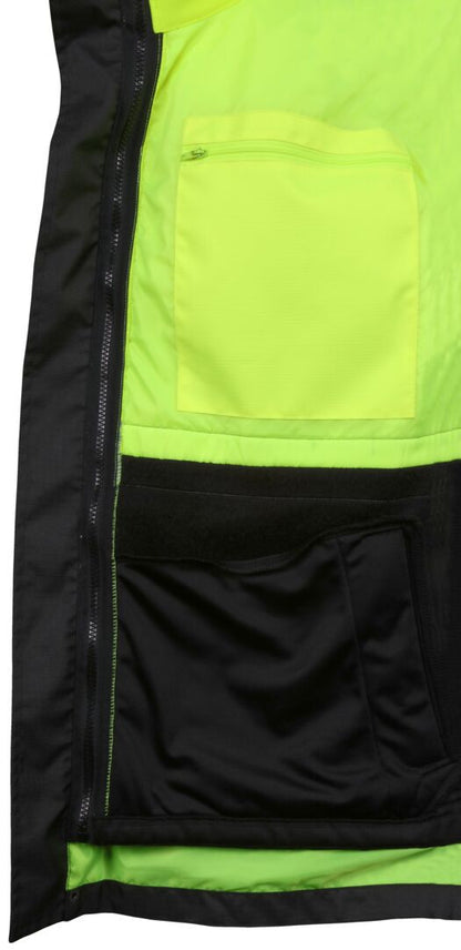 MCR Safety VT238JH - Hi-Vis Rain Gear - Winter Jacket - Rip Stop Polyester / PU Outer Shell - Zip Out Hi-Vis Anti-Piling Fleece Liner - Both Meet ANSI/ISEA 107 2020 Type R Class 3 Standard - Outer Jacket Shell has Detachable Hood — manufacturer image 15