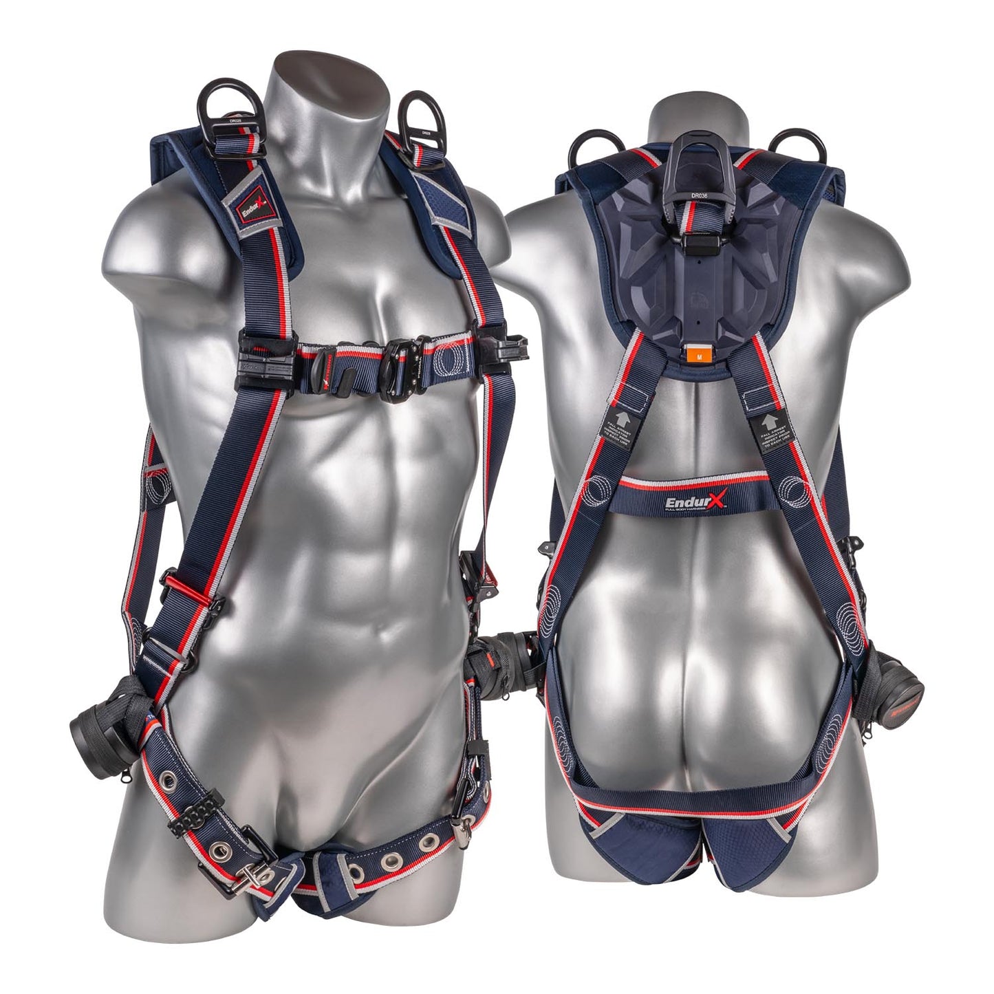 KStrong® EndurX™ 5-Point Full Body Harness, Premium Shoulder Pad, Deluxe Leg Pads, Enhanced Dorsal D-ring Plus™, Shoulder D-rings, Quick Slide Adjusters, Trauma Relief Straps, QC Chest, TB Legs (SS), All Aluminum Hardware (ANSI)