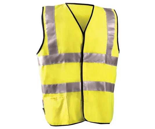 Occunomix Flame Resistant Dual Stripe Solid Vest w/D-Ring Access Flame Resistant Safety Apparel Yellow S model FR-VCR1122-YS