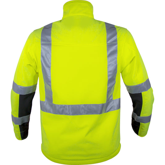 PIP Reflective Apparel 451ST ANSI Type R Class 3 Black Bottom Soft Shell Jacket with Brushed Fleece Lining