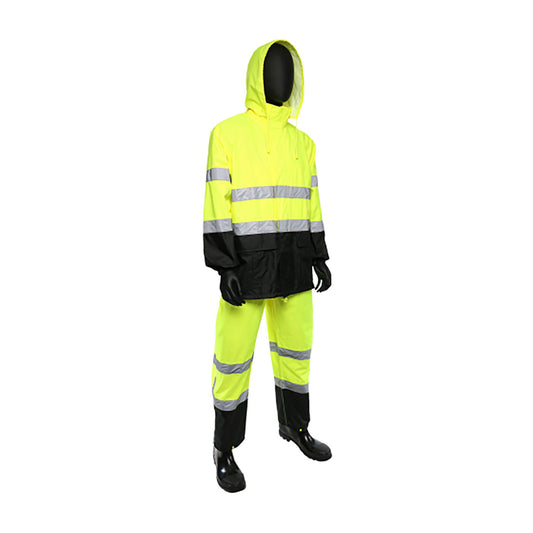 Viz™ ANSI Type R Class 3 FR Treated Two-Piece Rain Suit with Black Bottom