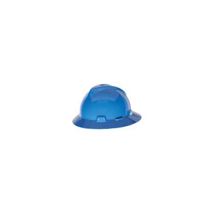 MSA V-Gard® Full Brim Hard Hats - V-Gard Slotted Full-Brim Hat, Blue, w/Staz-On Suspension
