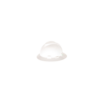 MSA V-Gard® Full Brim Hard Hats - V-Gard Slotted Full-Brim Hat, White, w/Staz-On Suspension