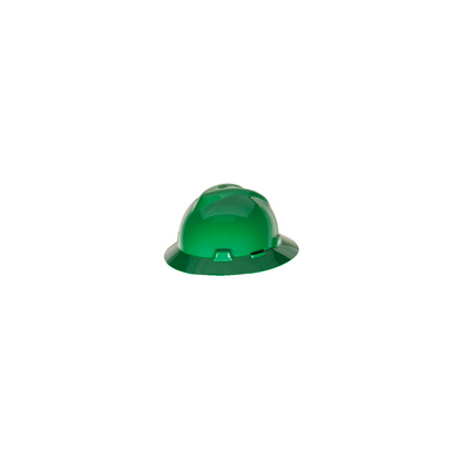 MSA V-Gard® Full Brim Hard Hats - V-Gard Slotted Full-Brim Hat, Green, w/Staz-On Suspension
