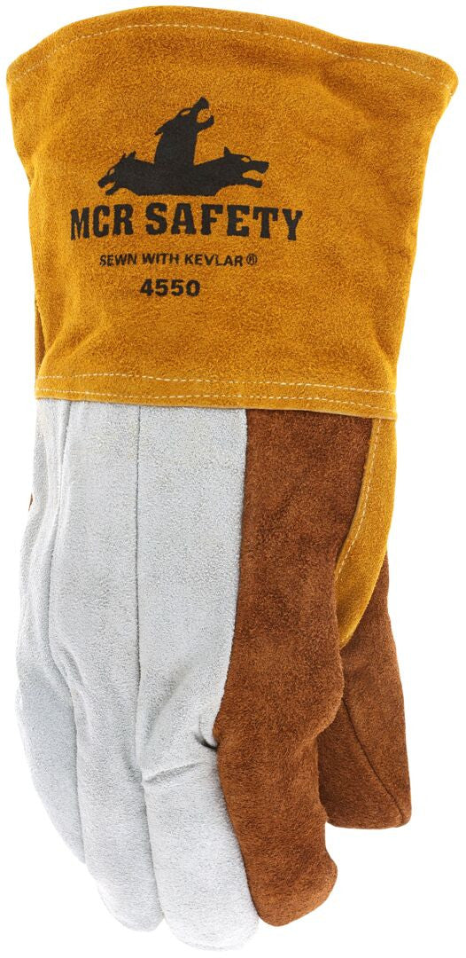Foundry Welding Gloves, Split Cowhide, Select B+ Grade, Jersey Foam Lined