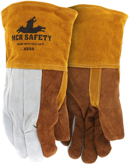 Foundry Welding Gloves, Split Cowhide, Select B+ Grade, Jersey Foam Lined