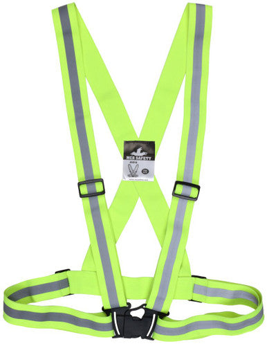 MCR Safety HVS18 - Sash with Full Elastic Stretch Bands - Stretch Silver Reflective Stripes - Adjustable Chest and Waist - Easy Release Front Closure - Fully Adjustable Sash Adds Hi-visibility Color and Reflectivity for Added Safety