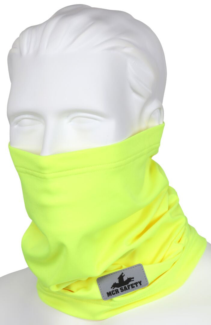 MCR Safety IG8 - Hi-Vis Lime Insulated Neck Gaiters - Polyester Spandex Fleece Stretch Fabric - One Size Fits All - Added Spandex Provides a Stretchable Snug Fit - Soft Inner Fleece is Warm and Comfortable — manufacturer image 3