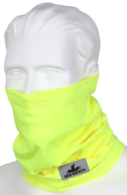 MCR Safety IG8 - Hi-Vis Lime Insulated Neck Gaiters - Polyester Spandex Fleece Stretch Fabric - One Size Fits All - Added Spandex Provides a Stretchable Snug Fit - Soft Inner Fleece is Warm and Comfortable — manufacturer image 3