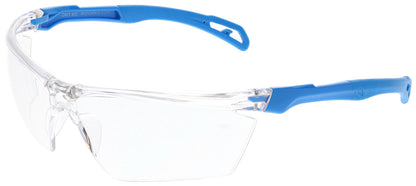 MCR Safety DM3MD - Dominator™ DM3-MD Safety Glasses - Metal Detectable / X-Ray Detectable - Clear Frame with Blue Temples - Earplug Retaining Technology - Adjustable Wire Core Temples for Custom Fit — manufacturer image 5