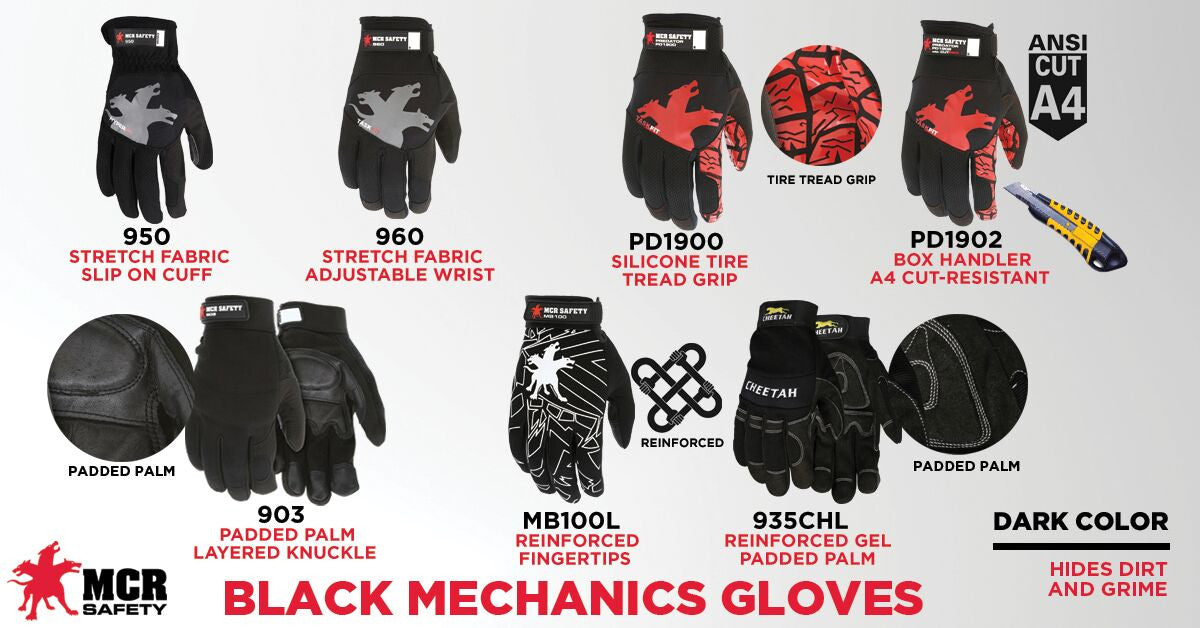 MCR Safety 903 - MCR Safety Mechanics Gloves - Grain Goatskin Palm with Foam Padding - Adjustable Hook and Loop Wrist Closures - Multi-Layered Knuckle Protection — manufacturer image 5