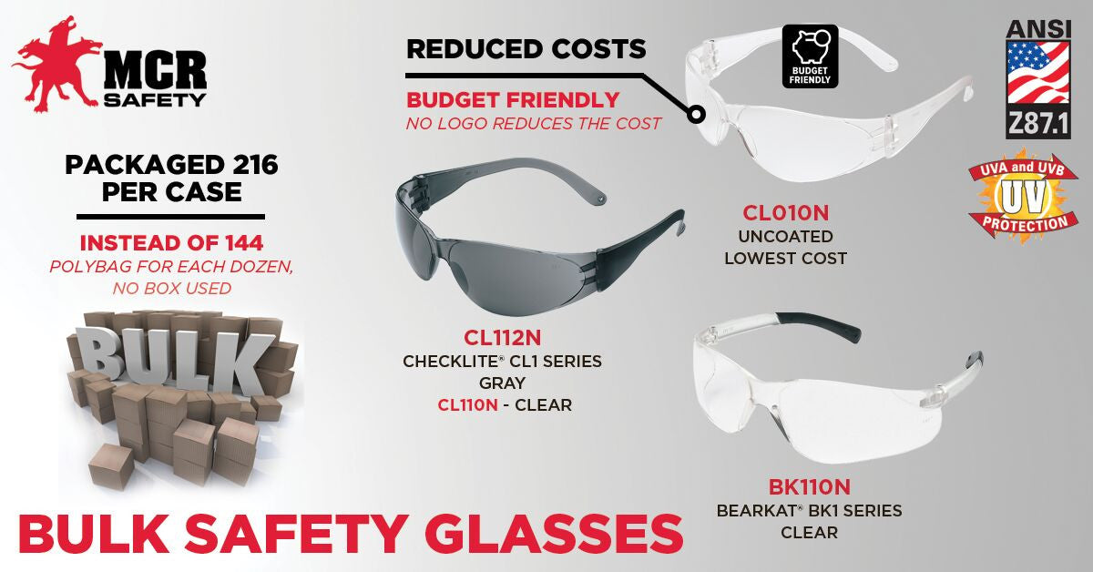 MCR Safety CL1N - Checklite® CL1N Series Safety Glasses - Excellent Orbital Seal and Fit - No Logos - Packaged 12 Pair per Polybag — manufacturer image 6