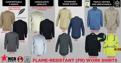 MCR Safety LST1T - MCR Safety FR Gear - Tan Flame Resistant FR Work Shirts - Lightweight Long Sleeve T-Shirt - Comfortable 100% FR Cotton Fabric - Provides CAT2 Protection — manufacturer image 8