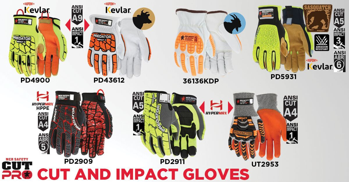 PD5931 - Predator® Impact Mechanics Gloves - Sasquatch® Leather Palm Work Gloves - TPR Back of Hand Protection - Cut, Abrasion, Tear, and Impact Resistant - TPR Back Provides Excellent Impact Protection