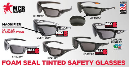 MCR Safety Law® LW3 Series - Foam Lined Safety Glasses - Soft Secure TPR Nose Piece and Temple Inserts - Dielectric Containing No Metal Pieces — manufacturer image 5