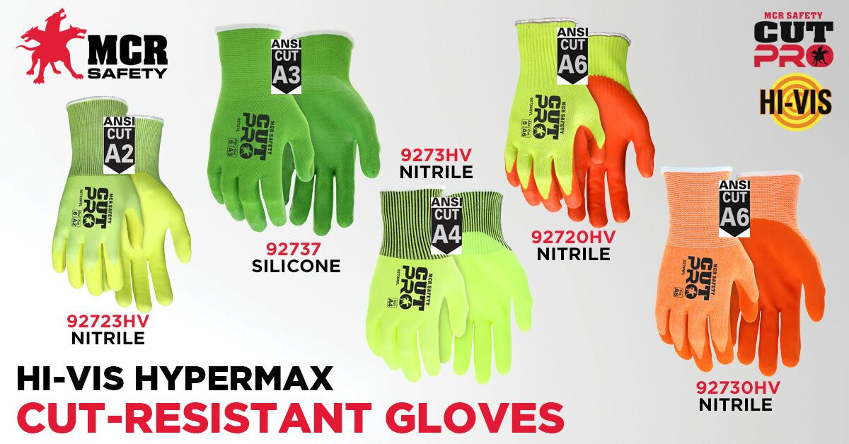 92723HVL - MCR Safety CutPro® - 13 Gauge HyperMax® HPPE Shell - Cut, Abrasion and Puncture Resistant Work Gloves - Nitrile Foam Coated Palm and Fingertips Provide Abrasion Resistance and Gripping Power