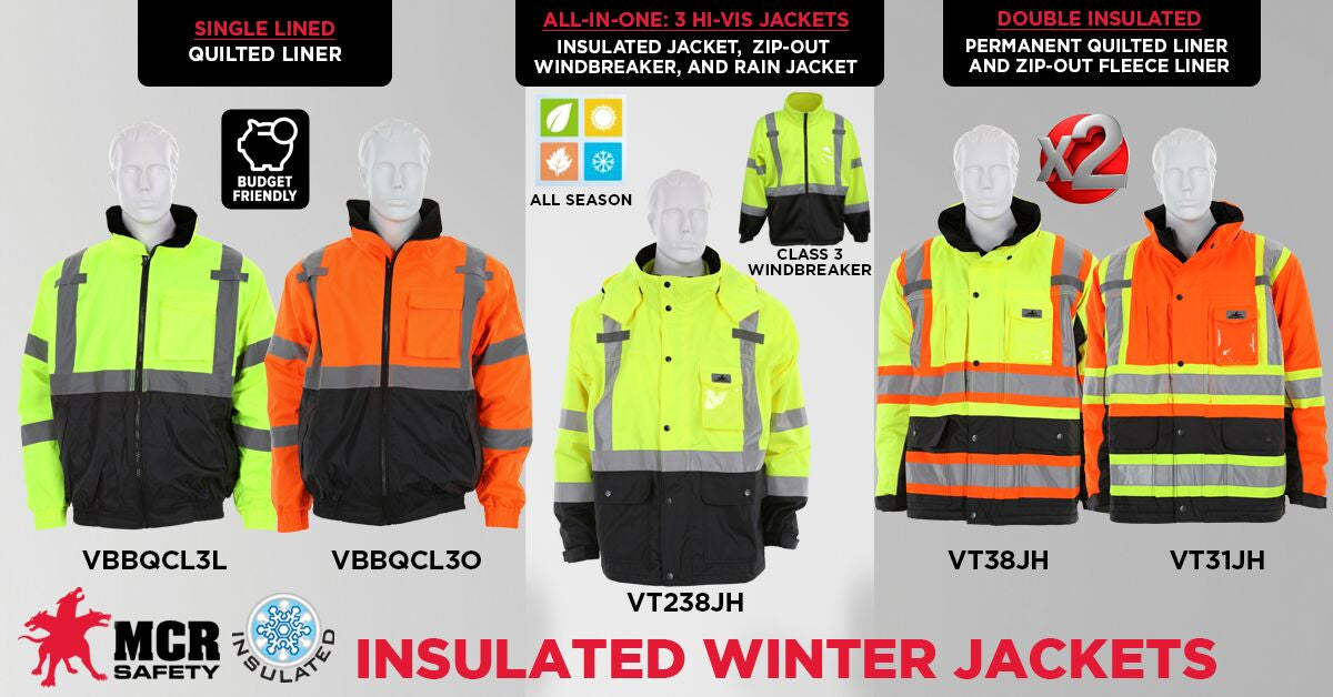 MCR Safety VBBQCL3L - Luminator® Series - Two Tone Value Bomber Jacket - Meets ANSI/ISEA 107 2020 Standards - Type R Class 3 Compliant - Quilted Rain Jacket with Silver Reflective Stripes - Quilted Liner Adds Warmth and Comfort — manufacturer image 3