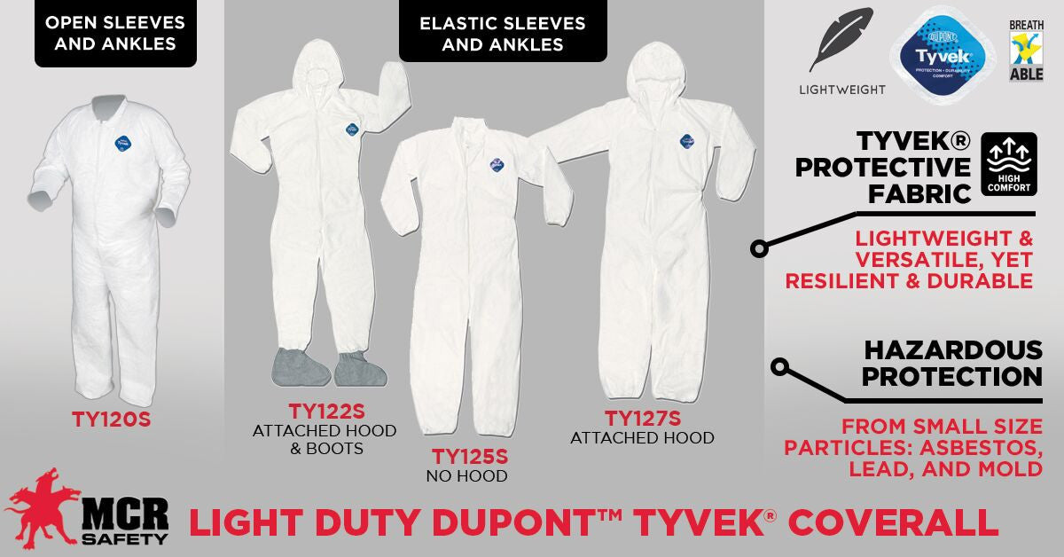 MCR Safety TY125S - DuPont™ Tyvek® Coverall - Collared Neck - Zipper Front Closure - Elastic Sleeves and Ankles — manufacturer image 5